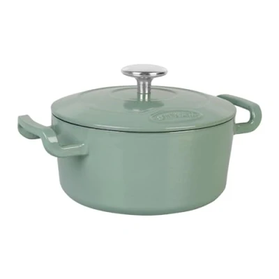 Imagen de Sitram 715404 Sitrabella Cacerola redonda (hierro fundido esmaltado, 20 cm de diámetro, 2,5 litros, exterior verde salvia, interior blanco, todas las fuentes calor, incluida inducción,