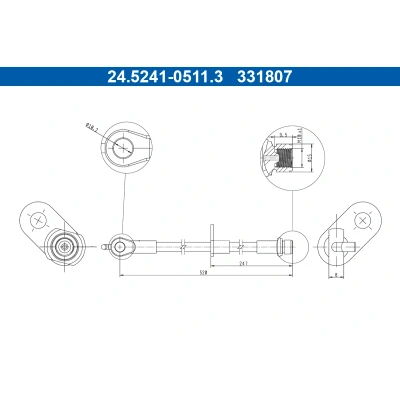 Imagen de ATE 24.5241 0511.3 Latiguillos de Freno 520mm M10x1mm