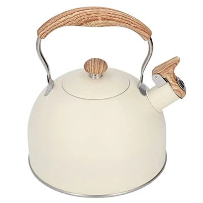 Imagen de Juroupi Tetera con Silbato de Acero Inoxidable Silbido 2,5 L Ergonómico Beige