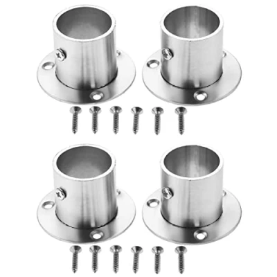 Imagen de Hicello 4 piezas bridas de acero inoxidable para armario, tubería, soporte y soporte, conexión entre tubos, barra ropa 32 mm
