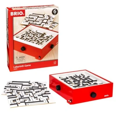 Imagen de BRIO Laberinto con 2 tableros de juego, Juego Mesa Madera Canicas, Color Rojo, Edad 6+ Años