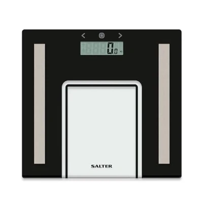 Imagen de Salter 9128 BK3R Báscula de baño digitales analizadora vidrio, mide peso, grasa, agua corporal, masa muscular, ósea, IMC y TMB, memoriza 8 usuarios, modo atleta, patas especiales, máx. 180 kg