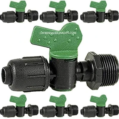 Imagen de Suinga 10 x Llave de Paso Cinta riego16mm 1/2&quot; Rosca Macho. Válvula derivación Utilizada para conectar Directamente la Goteo 16 mm a una Macho