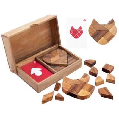 Imagen de Engelhart 350101 Tangram Competitivo Corazón Puzzle de Madera ecológico 1 o 2 Jugadores Desde 4 años