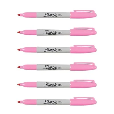 Imagen de Sharpie Marcadores permanentes, punta fina, rosa, 6 unidades