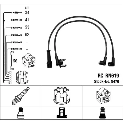 Imagen de NGK 8470 Juego de Cables Encendido 5 RENAULT: 21 Berlina, Fuego, 25