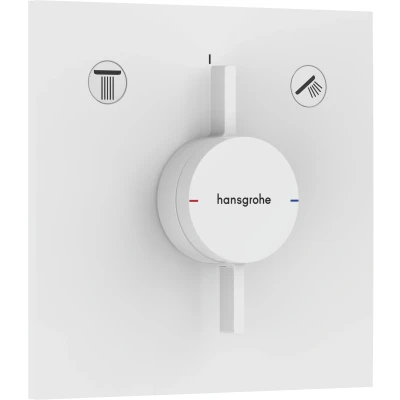 Imagen de hansgrohe DuoTurn E, grifo de ducha empotrado para 2 funciones, monomando rectangular, mezclador iBox universal 2, Blanco mate