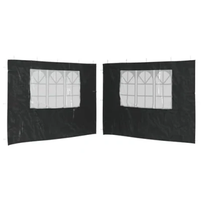 Imagen de vidaXL 2X Pared Lateral Carpa Fiesta Ventana PE Antracita Cenadores Exterior