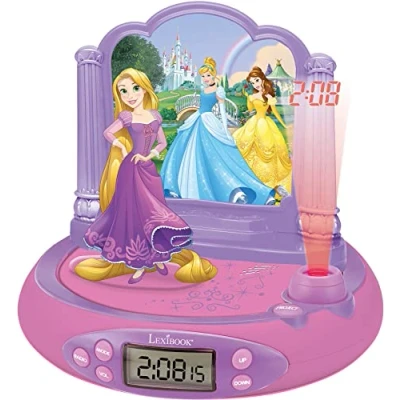 Imagen de Lexibook, Princessas Disney Rapunzel, Reloj Despertador con proyector para niños, Luz Nocturna y proyección de la Hora en el Techo, Efectos Sonido, Funciona Pilas, Rosa, RP515DP