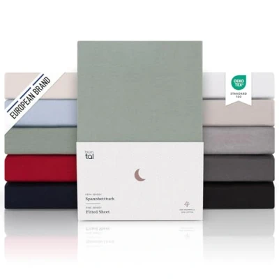 Imagen de Blumtal Juego de 1 Sábana Bajera Ajustable Premium 150 g/m² Super Suave 100% algodón Franela, para colchón 25 27 cm Altura, Summer Green Verde, Cama 90: 90 x 190/200cm