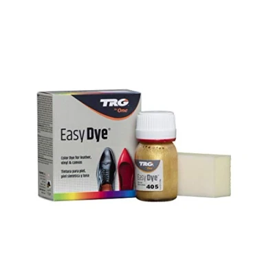 Imagen de TRG The One Tinte para Calzado y Complementos de Piel Tintura zapatos Piel, Lona Sintética con Esponja aplicadora Easy dye 405 Oro, 25ml