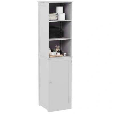 Imagen de Bath Vida Priano Armario Alto de 1 Puerta y 2 estantes, Madera ingeniería, White, H 160 x W 40 D 38 cm Approx