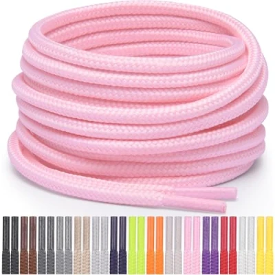 Imagen de Miscly Cordones Redondos para Zapatos, Zapatillas y Botas Disponibles en Múltiples Longitudes Colores (Rosa, 114 cm)