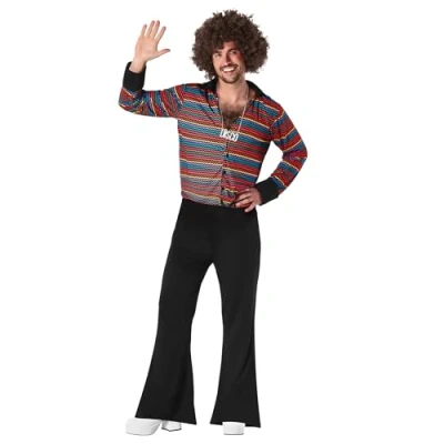Imagen de Fun Shack Disfraz Años 70 Hombre, Discoteca Disco Ochentero 60 Carnaval Hombre Talla L