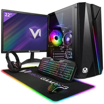 Imagen de Vibox I 26 PC Gaming Completo Monitor 22&quot; Quad Core AMD Ryzen 3200G Procesador 4GHz Radeon Vega 8 Gráficos 8GB RAM 480GB SSD Windows 11 WiFi