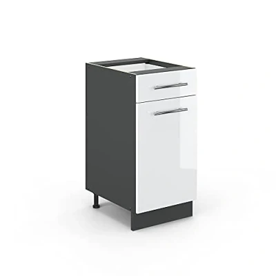Imagen de Vicco Mueble bajo de Cocina Fame Line, Blanco Alto Brillo/Antracita, 40 cm sin encimera