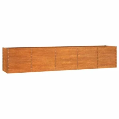 Imagen de vidaXL Arriate Oxidado, Jardinera Elevada, Mesa de Cultivo, Maceta Rectangular para Jardín Balcón Patio, Acero Corten 400x80x77 cm