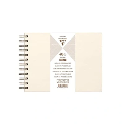 Imagen de Clairefontaine 95435C Un álbum para personalizar 40 hojas de papel blanco 200 g en formato 21 x 16 cm (cobertura color marfil irisado)