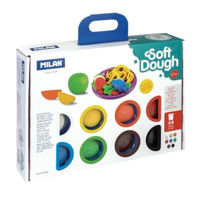 Imagen de MILAN Maletín 8 Botes 59 g Pasta Blanda Soft Dough con Herramientas &#039;Hora de cocinar&#039;, Multicolor (FACTIS, S.A. 913308CT)