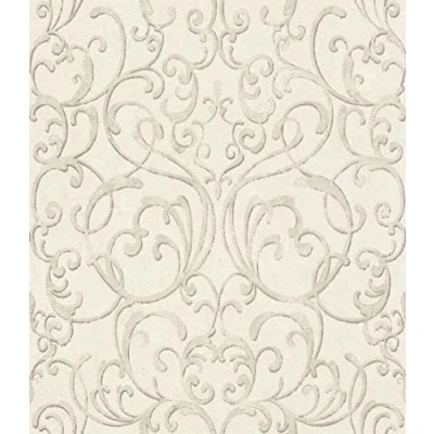 Imagen de Rasch papel pintado 651607 con adornos en estilo barroco color blanco y gris claro de la colección cambio II 10,05 m x 0,53 (largo ancho).