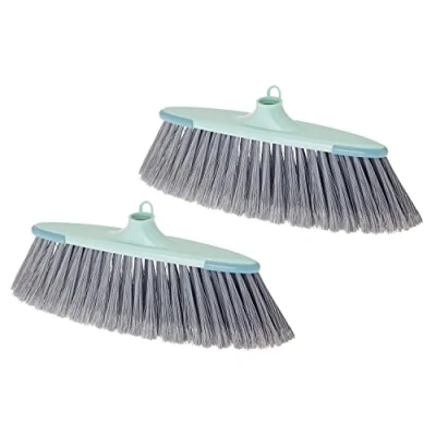 Imagen de VIGAR Recambios de Cepillo para Escoba Pack 2 Unidades con Protecciones Antigolpes Laterales Rosca Universal Cualquier Palo Azul y Gris