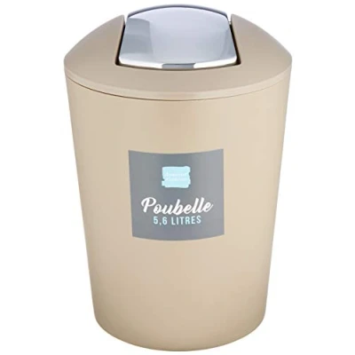 Imagen de Douceur d&#039;Intérieur Poubelle FLIC FLAC 5.6L Coloris Uni, Marrón, 19.7 cm