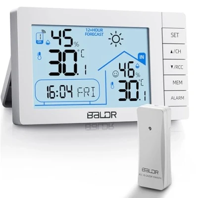 Imagen de Vexloria EstacióN MeteorolóGica InaláMbrica Con Sensor Exterior, Radio Reloj Digital Dcf, TermóMetro De Interior, HigróMetro Pronosticador Del Tiempo, Blanco