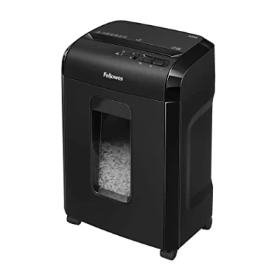 Imagen de Fellowes 10M Trituradora de Papel, microcorte, destruye hasta 10 Hojas, destructora Papel Uso Personal, Papelera 19L, Nivel Seguridad DIN P5, con Bloqueo Seguridad, Color Negro