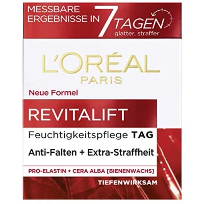 Imagen de L&#039;Oréal Paris Crema de día Revitalift, cuidado facial antienvejecimiento, antiarrugas y extra firme, proelastina cera abeja, 50 ml