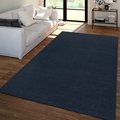 Imagen de TT Home Alfombra Salón Pelo Corto Moderno Diseño Liso Atemporal, Color:Azul Marino, Tamaño:80x150 cm