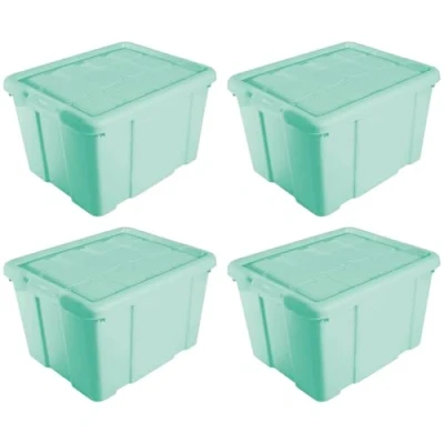 Imagen de AC Pack de 4 Cajas Almacenamiento Fabricado en plástico Contenedor para almacenar Juguetes, Libros, Ropa, Mantas N.º 2 (Verde) 25,6 x 42,2 35 cm 25 Litros
