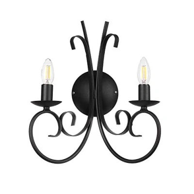 Imagen de ONLI Pompei aplique de pared, 2 luces, negro