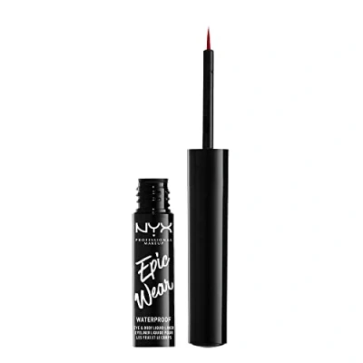 Imagen de NYX Professional Makeup Eyeliner Líquido Epic Wear Semi Permanente, Larga Duración, A Prueba de Agua, Delineador Ojos, Rostro y Cuerpo, Acabado Mate, Color: Rojo