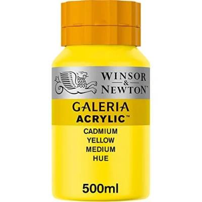 Imagen de Winsor &amp; Newton Galería Pintura Acrílica , 500 ml, Amarillo (Cadmium Yellow Medium Hue)