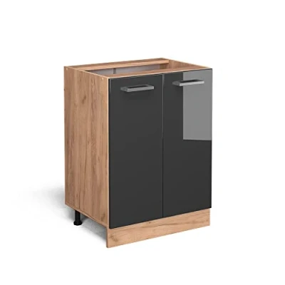 Imagen de Vicco Mueble bajo de Cocina R Line, Antracita Alto Brillo/Roble Dorado, 60 cm sin encimera