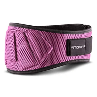 Imagen de Fitgriff® Cinturón Gym V1 Cinturon Gimnasio, Musculación, Halterofilia, Crossfit, Levantamiento Pesas, Fitness Mujeres y Hombres Pink X Small