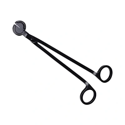 Imagen de CUNAOUK cortador de mecha vela, vela acero inoxidable pulido madera mechas lámpara aceite accesorios tijeras (negro)