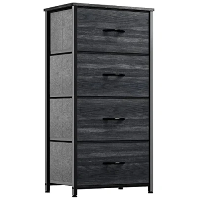 Imagen de YITAHOME Cajonera de Tela,Cómoda Tela,Unidad Almacenamiento Tela,con 4 cajones Extraíbles,con Parte Superior Mader,Cómoda para Sala Estar,Dormitorio, Grano Madera Negra