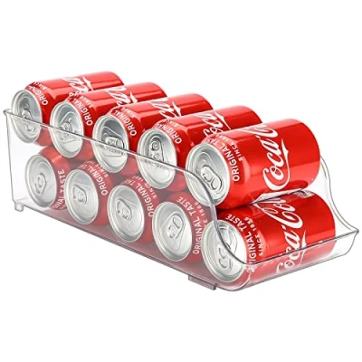 Imagen de Puricon 【1Packs】 Organizador de Latas y Botellas para Refrigerador, Contenedores Apilables Plástico Almacenamiento Bebidas, Frutas, Verduras, Aperitivos, etc. Transparente