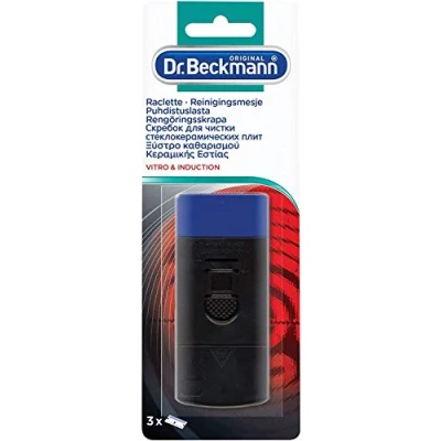 Imagen de Dr. Beckmann Rasqueta de placa vitrocerámica e inducción + 3 cuchillas Elimina la suciedad persistente incrustada Contiene 2 repuesto
