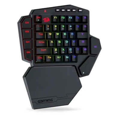 Imagen de Redragon K585 DITI teclado mecánico inalámbrico de una mano, 42 teclas 2.4Ghz RGB 40% juego con 7 Macro integradas, soporte muñeca desmontable, batería 3000 mAh (interruptor azul)