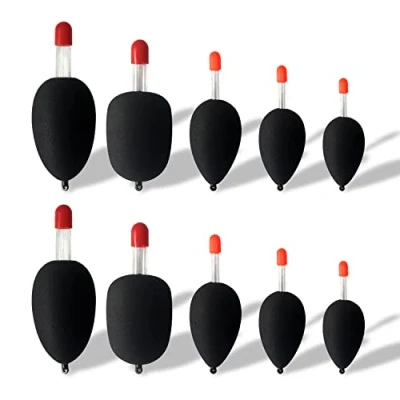 Imagen de Dingbear 10 Piezas (50g, 40g, 30g, 20g, 15g) Flotador Negro con Barriga Flotante Multiusos Tocino en Espuma Eva para Pesca
