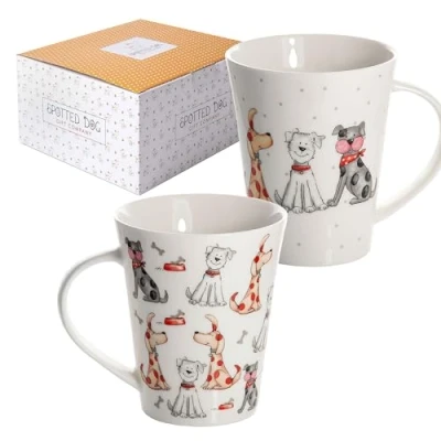 Imagen de SPOTTED DOG GIFT COMPANY Tazas de Café, Juego 2 Desayuno, Perro, Taza Cerámica para Té y Regalo Amante los Perros, 360ml/12.2oz