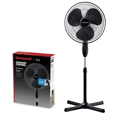 Imagen de Honeywell Comfort Control Ventilador de Pie para Toda una Habitación, 3 Ajustes Velocidad, Oscilación 90, Altura Regulable, Pala 40 cm, No Se Necesitan Herramientas, HSF1630