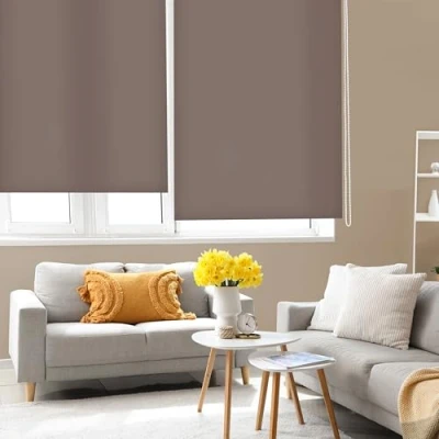 Imagen de Blindecor Ara Estor enrollable translúcido liso Marrón, 120 x 175 cm (ancho por alto) Tamaño de la Tela 117 170 Estores para ventanas