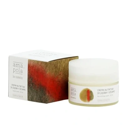 Imagen de AMAPOLA BIOCOSMETICS Crema Facial Nutritiva con Aceite de Jojoba y Sésamo Hidratación Nutrición Profunda para Pieles Normales Secas Ingredientes Ecológicos, Naturales Veganos [50 ml]