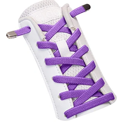 Imagen de SULPO Cordones elásticos sin atar, elásticos, con cierre de metal, morado, Einheitsgröße