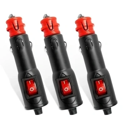Imagen de mizikuu 3 Piezas Enchufe para Encendedor de Cigarrillos, Cigarrillos Plug 12V Coche con Interruptor y Fusible 10A Conector Macho Mechero Motos Camiones