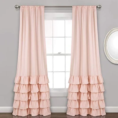 Imagen de Lush Decor Juego de Paneles Ventana para Sala Estar, Comedor, Dormitorio (par), poliéster, Rubor, 84 Pulgadas Largo