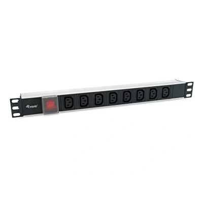 Imagen de REGLETA ALIMENTACION ALUMINIO RACK 19 1U 8 TOMAS TIPO C13 IEC320 CON INTERRUPTOR CABLE 1.8m